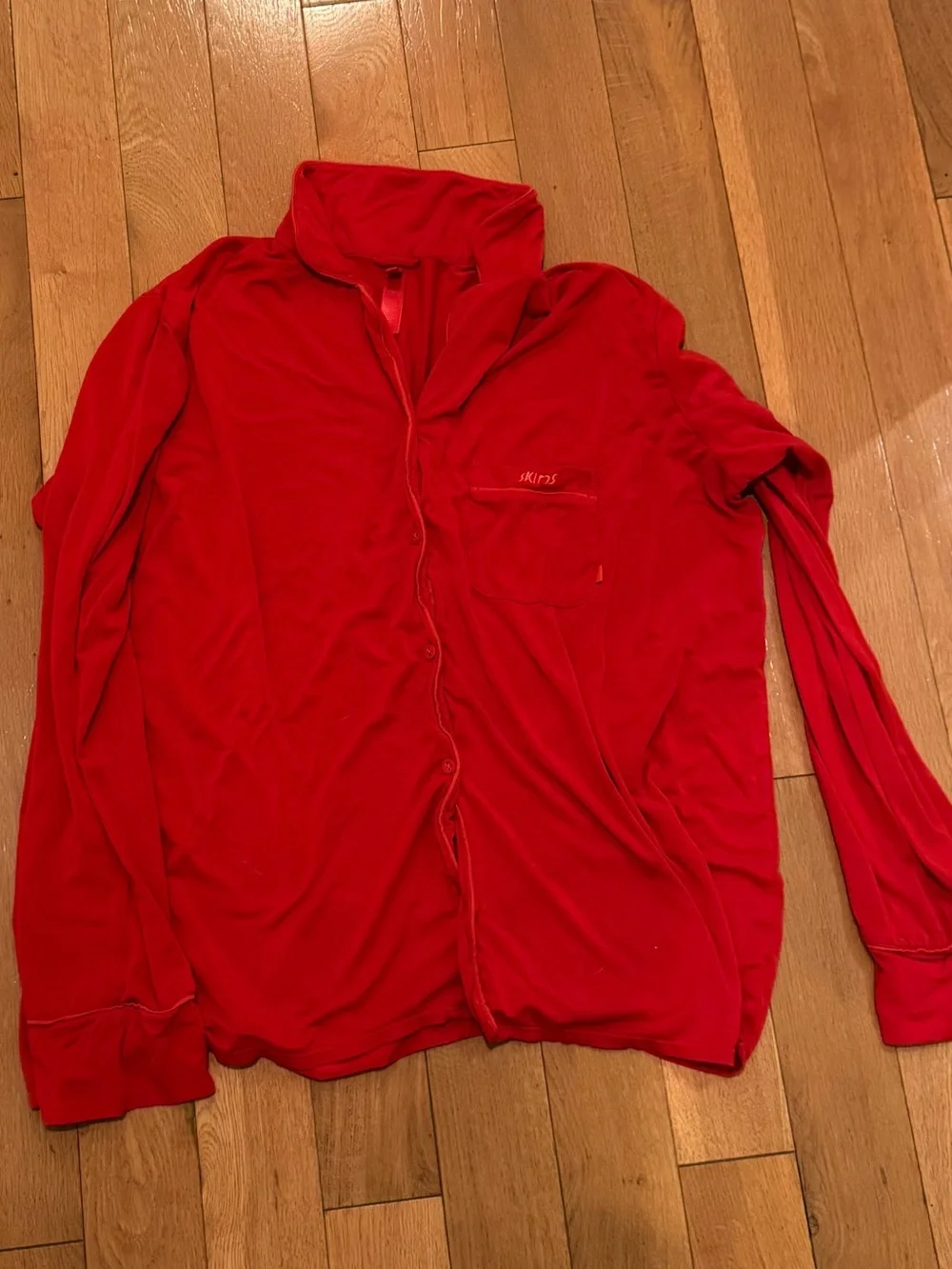 SKIMS red matching PJ set